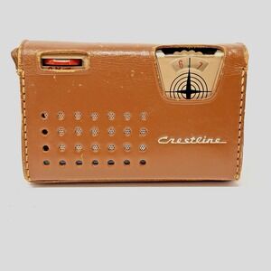 Crestline Model 6T-220 Constant Black Plastic Body Transistor Radio Leather Case